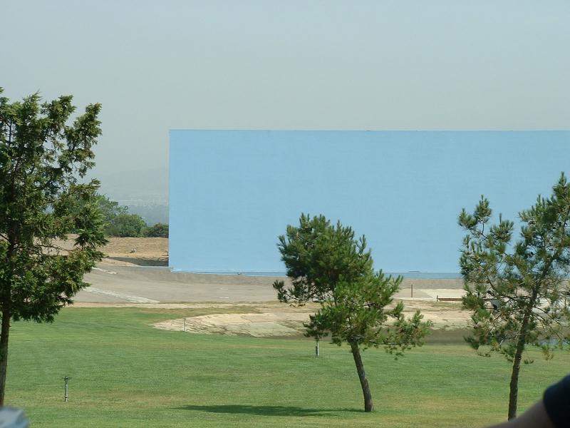 A gigantic blue screen - used for films with water scenes - from Universal Studios