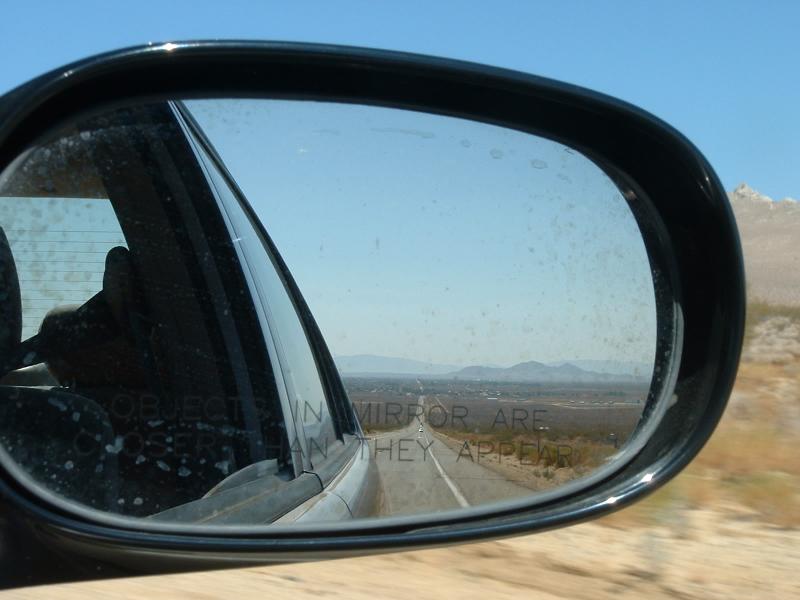 The Desert through the side mirror
