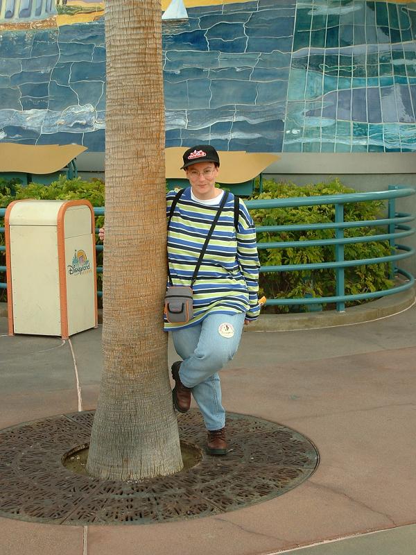 Jo with her 'birthday sticker' at Disney's California Adventure