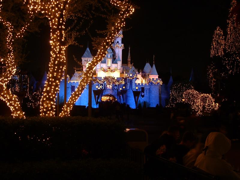 The Castle lit up in Disneyland