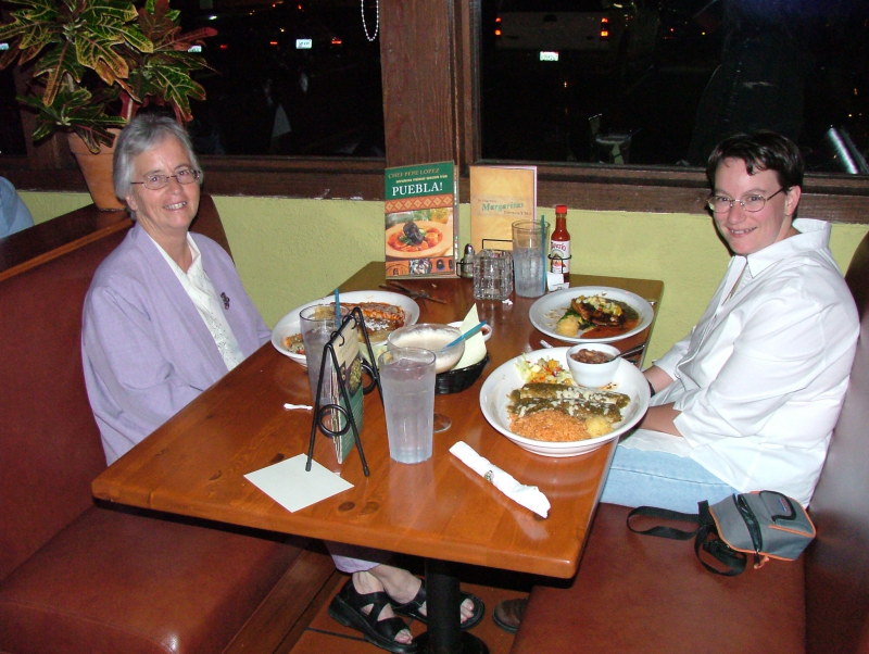 Jo and her Mum celebrate Rob's birthday in El Torrito, Manhattan Beach, California