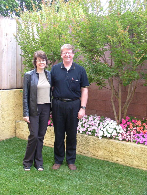 Chris and Ginie in our backyard, California