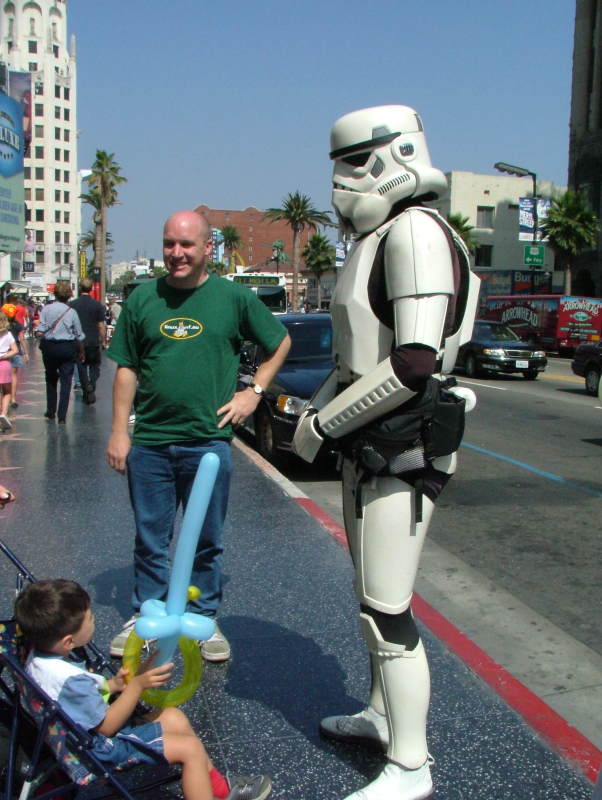 Stewart and a Storm Trooper, Hollywood, California