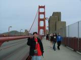 Jo walking on the Golden Gate Bridge, Jo & Frances in San Francisco, California