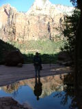 Jo with Reflection, Middle Emerald Pool, Zion National Park, Utah